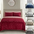 thumbnail image 7 of Dearfoams Burgundy Velvet Plush 7 Piece Quilt Bedding Set with Sheets, King, 7 of 7