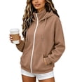 thumbnail image 2 of Cmtiyu Hoodies for Women, Fall Fashion Long Sleeve Turtleneck Zip Up Hoodie, Casual Loose Outdoor Hooded Sweatshirts with Pockets, S-3XL, 2 of 6