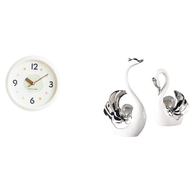 Reloj de pared,Reloj de pared decorativo,moderno y elegante.,estatua de cisne,Figuras de cisne de cerámica modernas,Escultura de animales Decoración centro de mesa