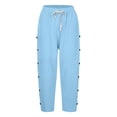 thumbnail image 6 of TGPMGRZ Linen Capri Pants for Girls Kids Fashion 2026 Button Side Elastic Waist Summer Beachwear Sky Blue 9-10 Years, 6 of 6