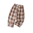 thumbnail image 4 of LYHaoo Boys Plaid Casual Pants Summer Lightweight Breathable Loose Fit Outdoor Trousers For Kids Toddler Youth Girls' Pants(Brown), 4 of 7