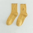 thumbnail image 2 of BKQCNKM Socks for Women Womens Socks Wool Socks for Women Fuzzy Socks for Women Pile Embroidery Cute Socks Women's Socks Soft Breathable Socks Pilates Socks, Yellow One Size, 2 of 5