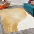 thumbnail image 2 of Contemporary Decorative Rug, Spiraling Stripes with Monochrome Tones Modern Art Inspirations Abstract, Quality Carpet for Bedroom Dorm and Living Room, 6 Sizes, Mustard White, by Ambesonne, 2 of 4