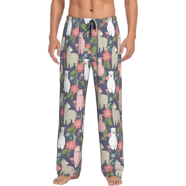 Balery Llamas Pantalones de pijama para hombre, pijama ultraligero, pantalón de descanso-X-Large