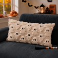 thumbnail image 4 of Halloween Ghost Lumbar Throw Pillow Cover, Cute Tufted Knit Decorative Cushion Case for Sofa Couch, Spooky Soft Plush Fuzzy Fall Holiday Home Decor, 12x20 Inch, Beige, 4 of 6