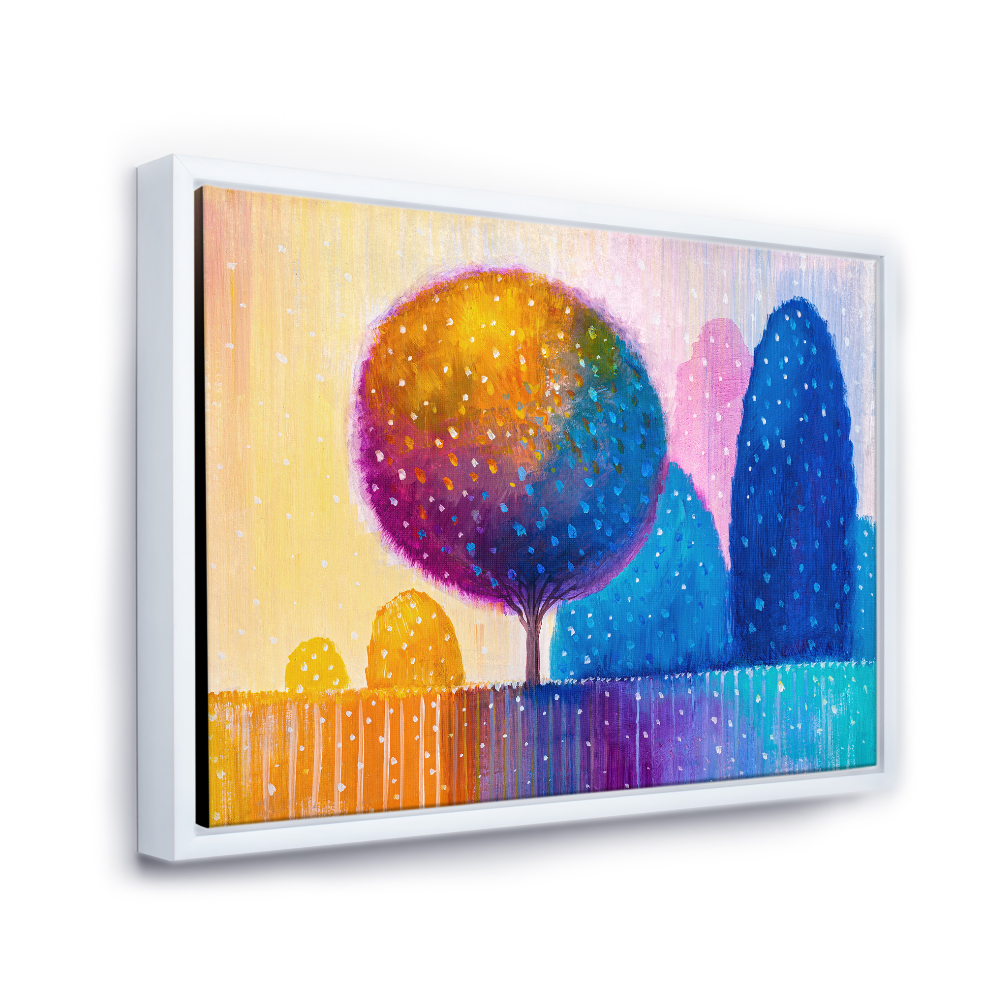 Designart 'Ornamental Colourful Trees X' Modern Framed Canvas Wall Art Print