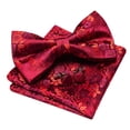 thumbnail image 3 of Conjunto de pajarita Barry.Wang, accesorios formales de seda floral roja, 3 of 7