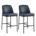 thumbnail image 3 of CHITA Modern Counter Height Bar Stool Set of 2, 27 inch Counter Stool with Back & Metal Legs, Faux Leather in Navy Blue, 3 of 12