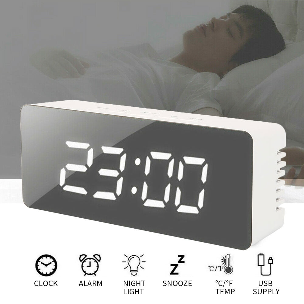 Digital Alarm Clock,LED Mirror Alarm Clock with Dimmer, Snooze