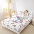 thumbnail image 3 of Metsweet Cute Magical Unicorn Bed Sheets 4-Piece, Kawaii Rainbow Full Size Sheets,1 Fitted Sheet, 1 Flat Sheet and 2 Pillowcases, 3 of 5