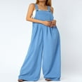 thumbnail image 3 of Wide Leg Overalls for Women Sleeveless Jumpsuits Suspender Overalls with Pockets, 3 of 6