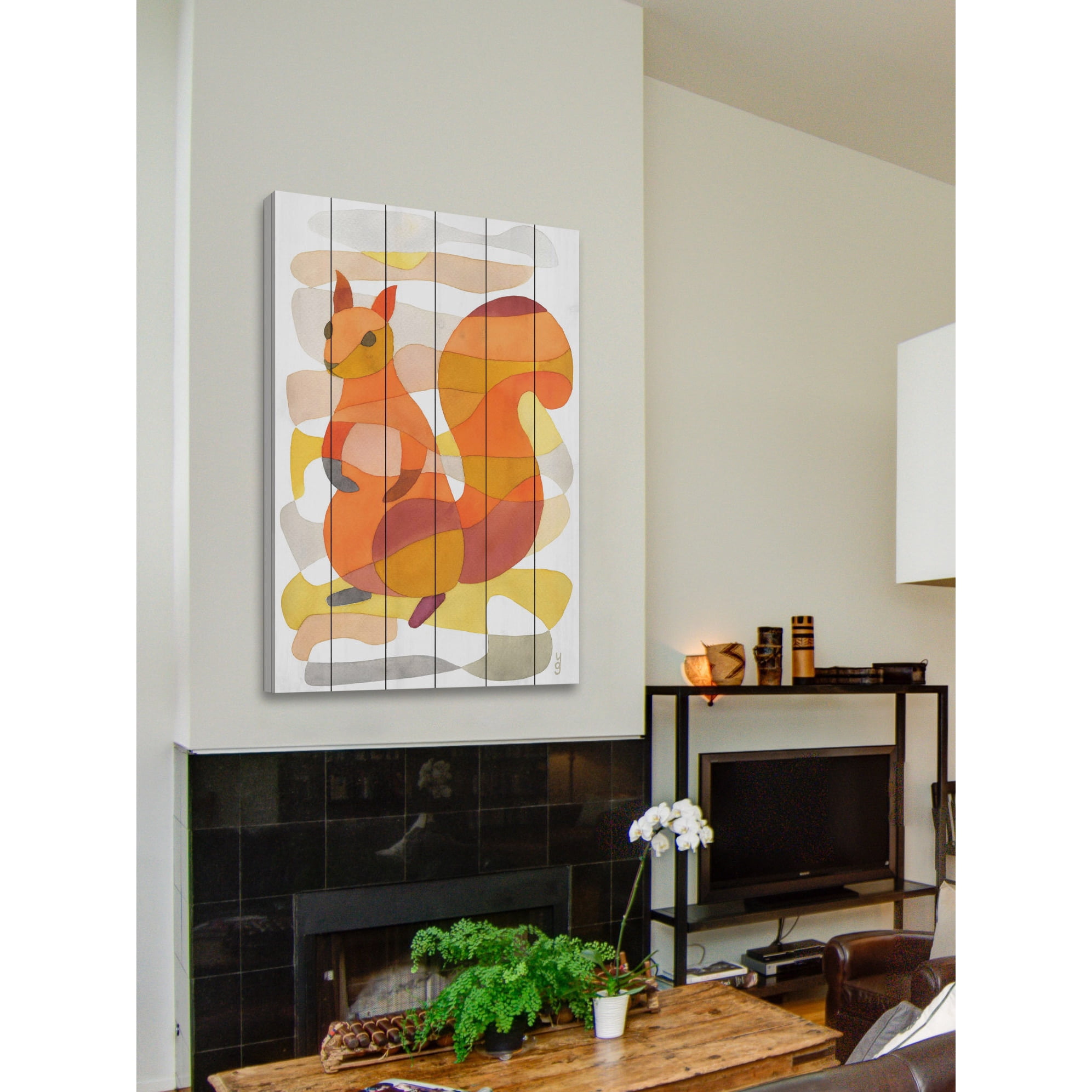 Marmont Hill "Squirrel" by Yolanta Gawlik Painting Print on White Wood