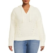 No Boundaries Juniors' Plus Size Lace Up Pullover Hoodie