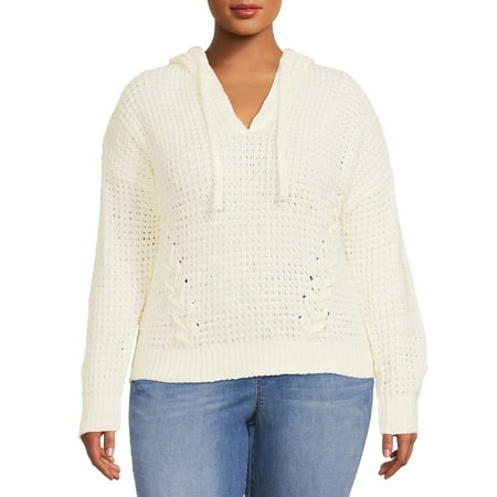No Boundaries Juniors' Plus Size Lace Up Pullover Hoodie