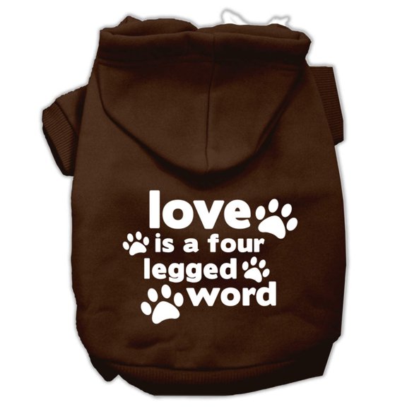 Pet Dog  Cat Hoodie Screen Printed, "Love Is A Four Legged Word"