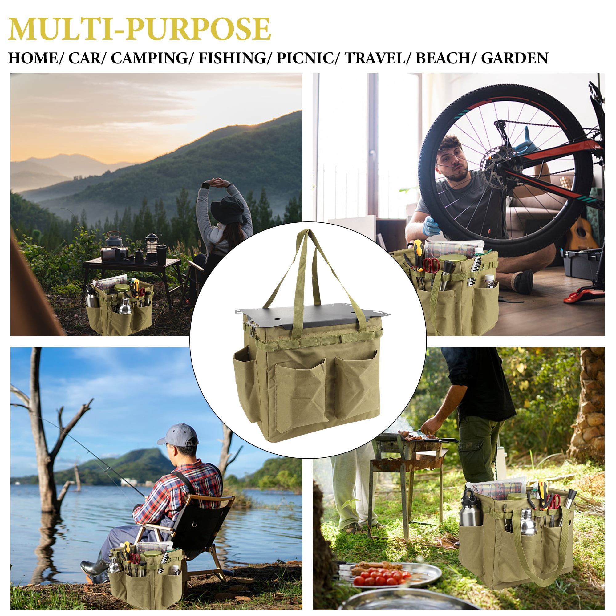 Camping Storage Bag Foldable Tool Tote Bag Tool Organizer Tote Bag for Grilling Camping Picnics Garage Trunk Organizer