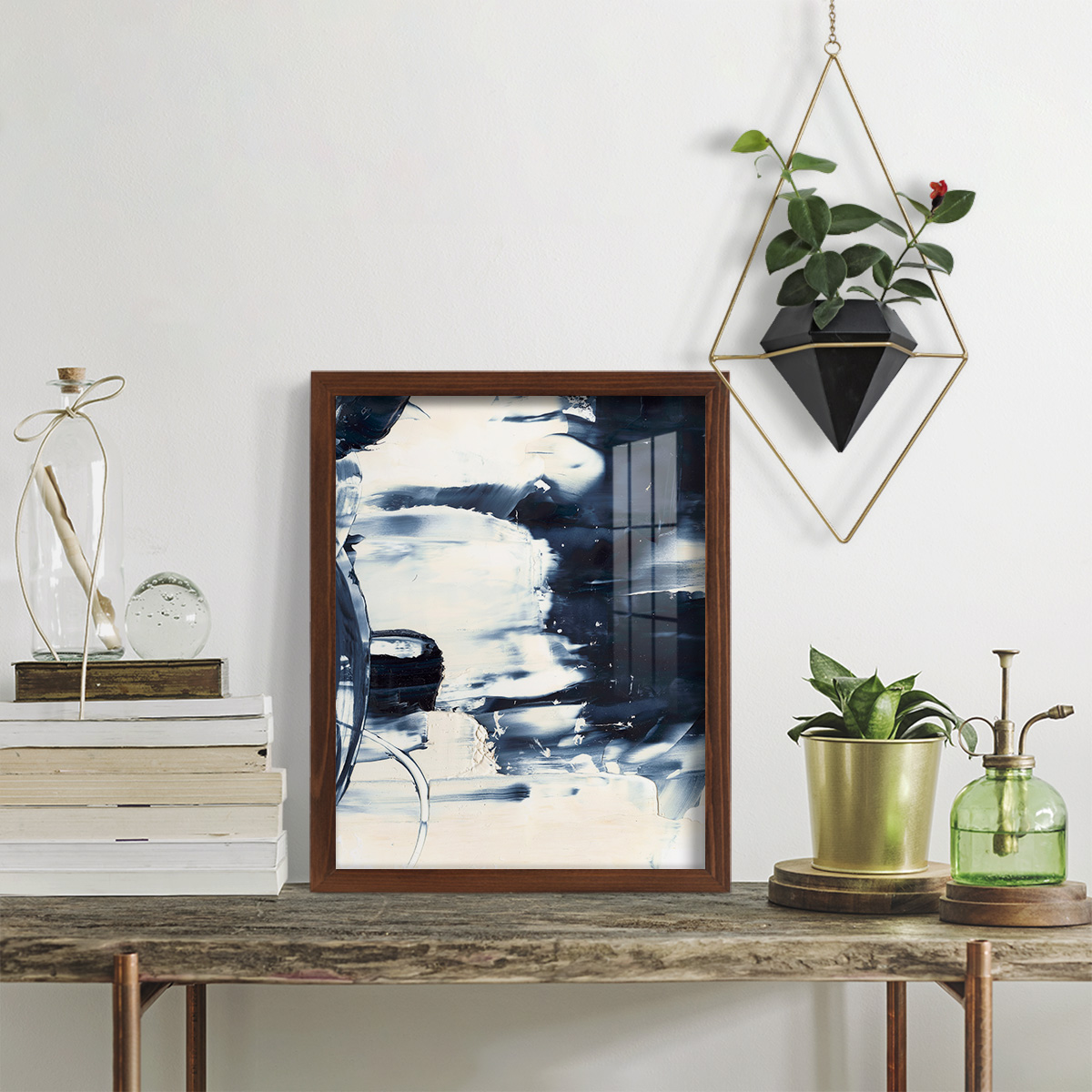 Wave Rider II -Framed Print w/glass-Chestnut
