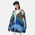 thumbnail image 3 of KLL Sweat à Capuche Extérieur Protection Solaire UPF 50+ pour Hommes et Femmes Imprimé Vague Océan Manches Longues Pêche Randonnée Performance-Petit, 3 of 7