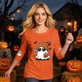 thumbnail image 5 of Trgacdwlo Halloween Shirts for Women 3/4 Length Sleeve Funny Pumpkin Ghost Women's Crew Neck Shirts Ghost Graphic Spooky Fall Women's Tunics S, 5 of 7