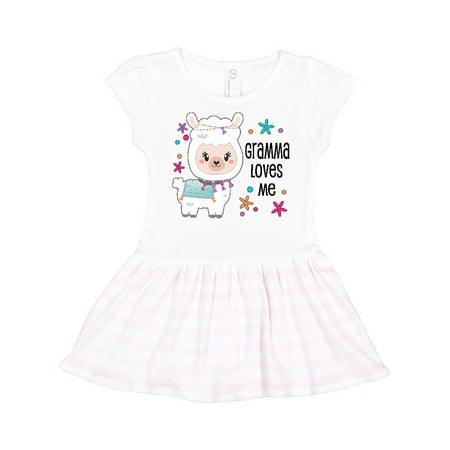 

Inktastic Gramma Loves Me- cute and happy llama Gift Toddler Girl Dress