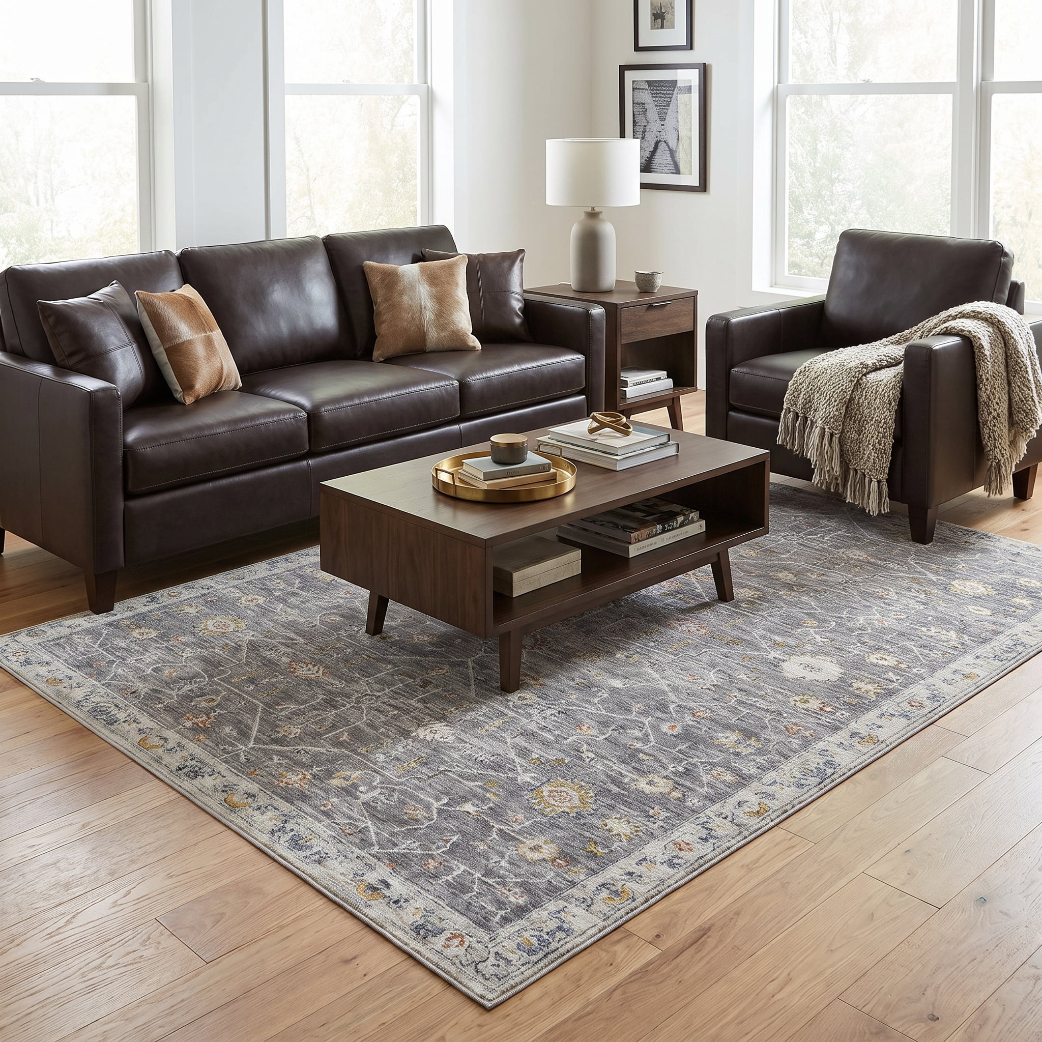 Ox Bay Epoch 9' x 12' Blue/Ivory Medallion Hand-Tufted Wool Blend Indoor Area Rug