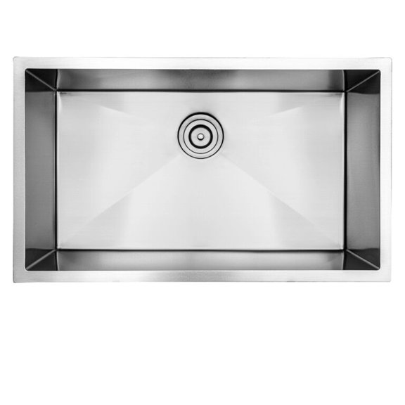 Strictly Sinks 30 Inch Stainless Steel Undermount Kitchen Sink – 16 Gauge Single Bowl Stainless Kitchen Sink with Sound Dampening Rubber Pads - Sink Only
