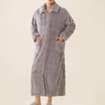 thumbnail image 2 of Tnhcen Men's Flannel Robe Full Zip Cozy Warm Plus Size M - XL Men's Sleepwear Pajama Gown Winter Soft Fleece Lined Loungewear Bathrobe for Men Fleece Thermal Robe with Pockets, 2 of 4
