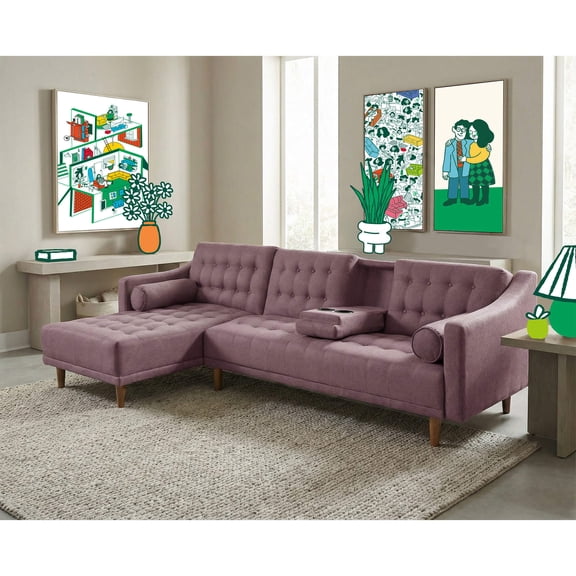 Sala Modular Sofá Cama Makora de Lino Palo De Rosa Modelo Duomo