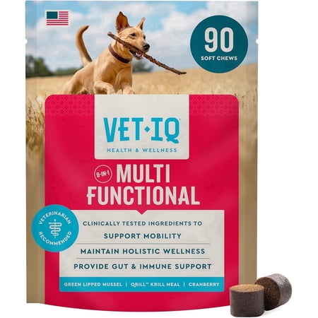 VetIQ 8-in-One Multifunctional Supplement for Dogs, Supports Hip & Joint, Urinary Tract, Immune System, Skin Health and Heart Health, Soft Chews, Made in the USA, 90 Count