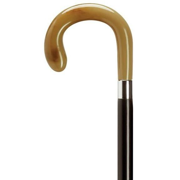 Walking Cane Men Crook Cane Bulb Handle Black Maple Shaft, Horn Handle