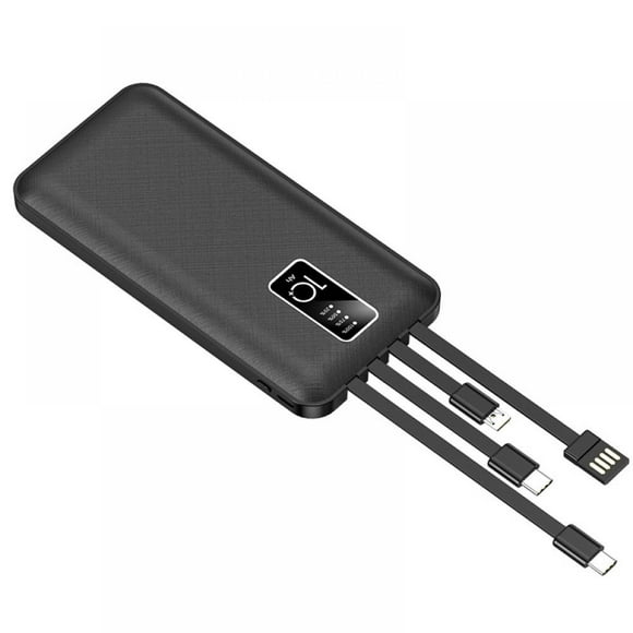 Portable 8000mAh 10000mAh Cell Phone Charger with 4pcs USB Input Cable Digital Display Mobile Power Charging Treasure