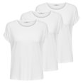 thumbnail image 1 of ONLY Camiseta de manga corta para mujer paquete de 3, ONLMOSTER O-NECK TOP, cuello redondo, mezcla de viscosa elástica Blanco XS (X-Small), 1 of 6