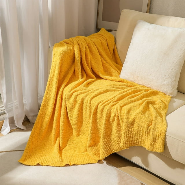 Openpig Couverture Jetée Tricotée pour Adultes, Couverture d'Automne Douce et Chaude, Respirante et Duveteuse pour Canapé, Sofa, Lit, Couverture Tricotée Réversible Confortable et Moelleuse pour Toutes les Saisons (63x51 Pouces)