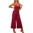 thumbnail image 4 of INSPIRE CHIC Women's Casual Sleeveless Cut Out Smocked Loose Wide Leg Romper Summer Jumpsuits, 4 of 5