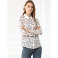 thumbnail image 2 of Unique Bargains Blouse de Travail à Manches Longues à Col Contrasté avec Bouton Imprimé Floral pour Femmes, 2 of 4