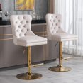 thumbnail image 2 of JESTOP Swivel Bar Stools Set of 2, Velvet Counter Height Bar Stools for Kitchen Island, Adjustable Bar Chairs Barstools, Tufted Back, Metal Base, 2 of 8