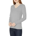 thumbnail image 3 of Qulqfy Petite Sweaters for Women Tunic Gray V Neck Long Sleeve Fall Sweaters Women's Casual Tops L, 3 of 7