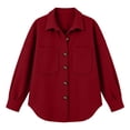 thumbnail image 2 of Vixolx Solid Shacket for Women Classic Buttoned Front Shirt Collar Wool Blend Jacket with Patch Pockets Fall Winter Loose Fit Long Sleeve Outerwear, 2 of 7