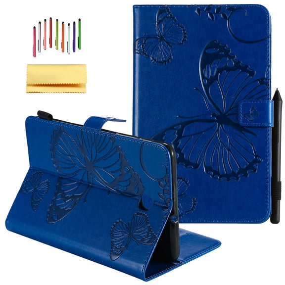 Galaxy Tab A 8.0-inch 2018 Release Case, Allytech Embossed with Butterfly Series Folio Stand Wallet Case with Cards/Cash Holder for Samsung Galaxy Tab A 8.0-inch 2018 Release SM-T387, Blue