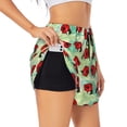 thumbnail image 1 of Balery Red Ladybugs And Leaf Pantalones cortos deportivos para mujer con forro y dos bolsillos, elásticos, para entrenamiento, gimnasio, yoga-XX-Large, 1 of 7