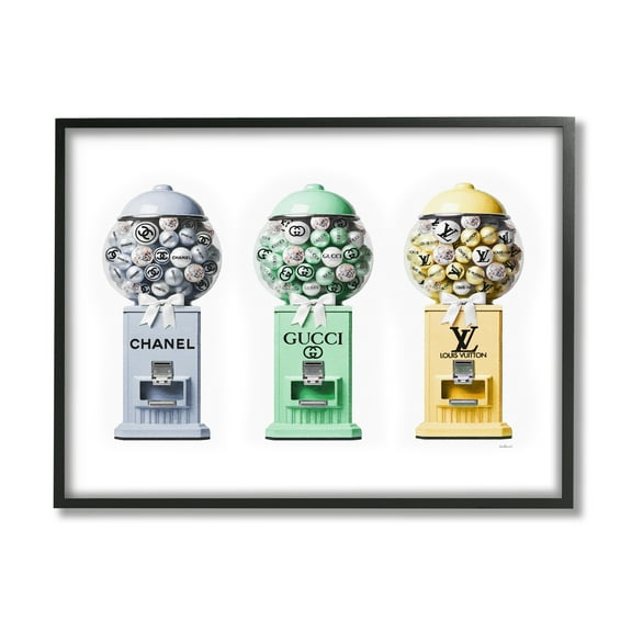 Stupell Industries Pastel Gumball Machines Beauty & Fashion Painting Black Framed Art Print Wall Art, 14 x 11