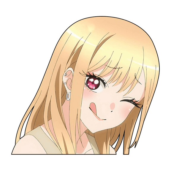 EARLFAMILY 5.1 Inch Clever and Mischievous Anime Girl Kitagawa Marin Sticker Decal for Motorcycle Bumper Windshield Sunscreen Decoration