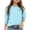 Blue, variant on Girl's Smocked Cuff Puff Sleeve T-Shirt, Kids Crew Neck Casual Blouse, Solid Color Lightweight Summer Tops with Elasticized Cuffs for Girls