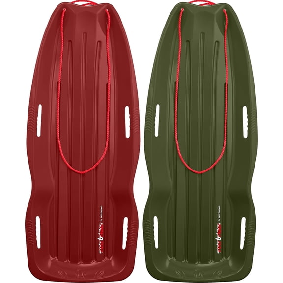 Retrospec Retrorider Plastic Snow Sled – Toboggan Style with Pull Rope, Cold-Resistant Coating, and Hard Bottom for Smooth Downhill Rides – 48" Sizes for Kids and Adults