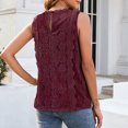 thumbnail image 4 of Women's Lace Tank Tops Sleeveless V Neck Slim Fit Trendy Solid Tunic Shirts Hollow Out T Shirts Wine,XL, 4 of 5