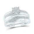 thumbnail image 2 of Solid 925 Sterling Silver His and Hers Real Natural Diamond Trio Three Rings Set Cluster Matching Rings Wedding Band Set 1/2 Carat - ( .53 Cttw ) - Ladies Size 6.5 - Mens Size 8.5, 2 of 7