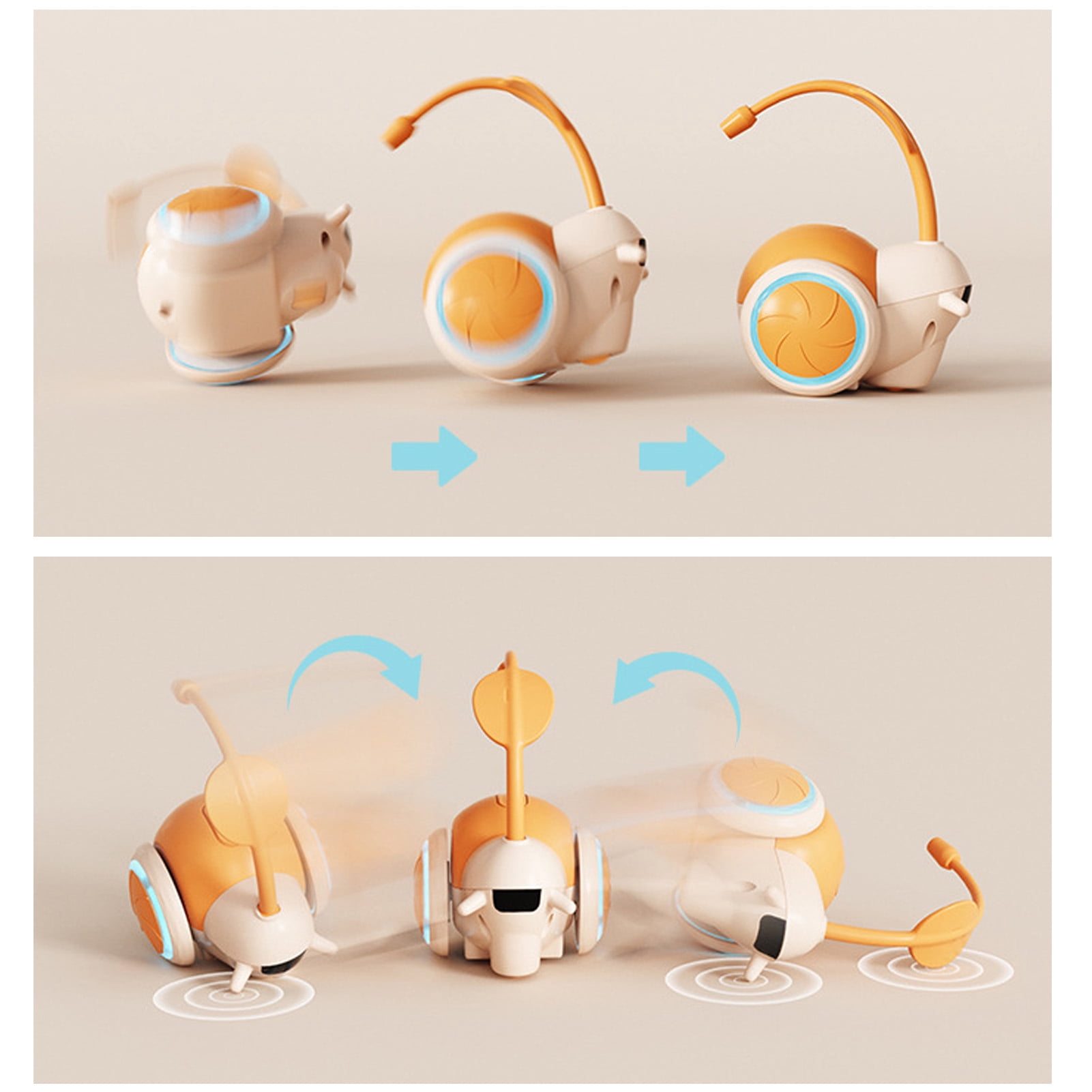 Rupoun Smart Electric Cat Toy Rechargeable Promoting Exercise Interactive Remote Control Automatic Moving Toys with Feather, Orange (5.51 inches / 14 cm)