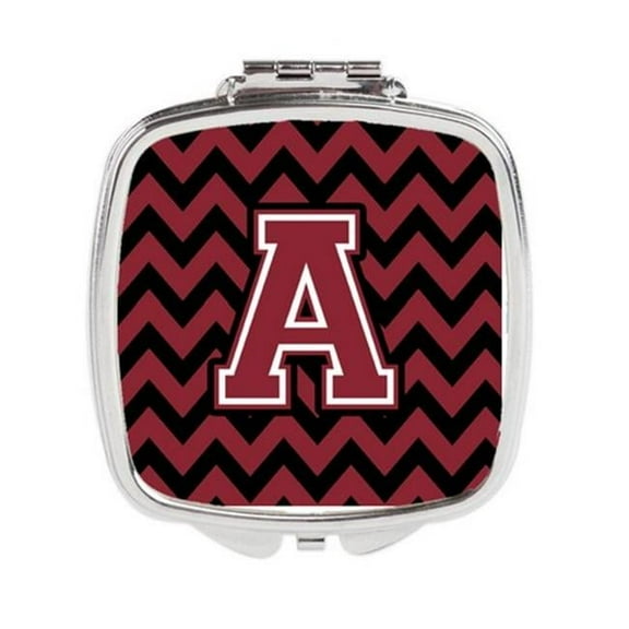 Letter A Chevron Garnet & Black Compact Mirror - Garnet & Black