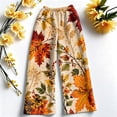 thumbnail image 6 of Hearthz Thanksgiving Women's Fleece Pants Fall Maple Leaf Print Wide Leg Women Pajama Pants Elastic Drawstring High Waist Sleeping Pants Women Womens Plush Pajama Pants, 6 of 6