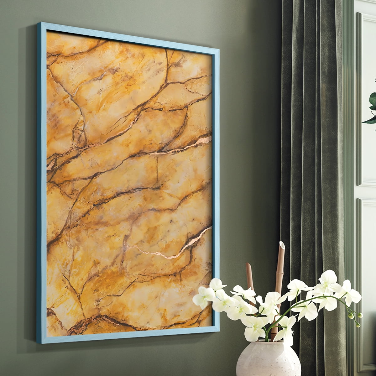 Yellow Marble II Framed Print - Solid Wood in Single Picture Frame Solid Wood 2 Framed Print